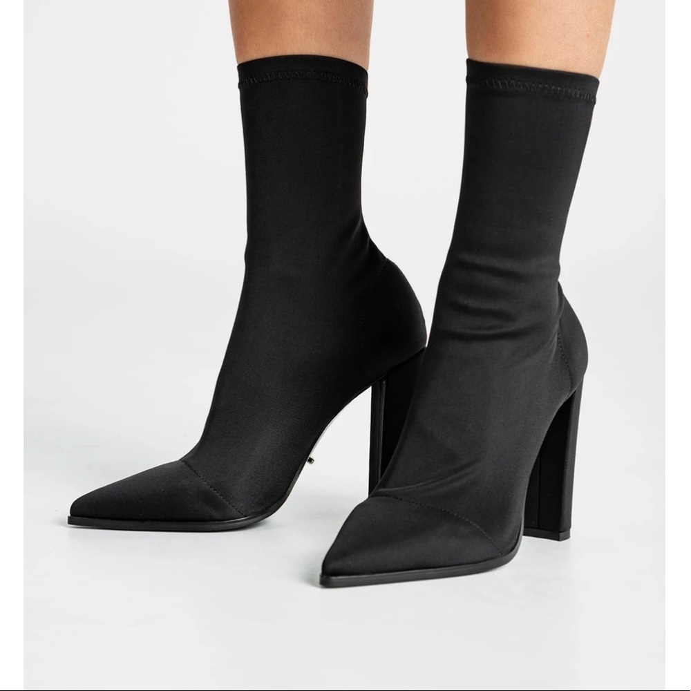 Tony Bianco Lila Black Lycra Ankle Boots
